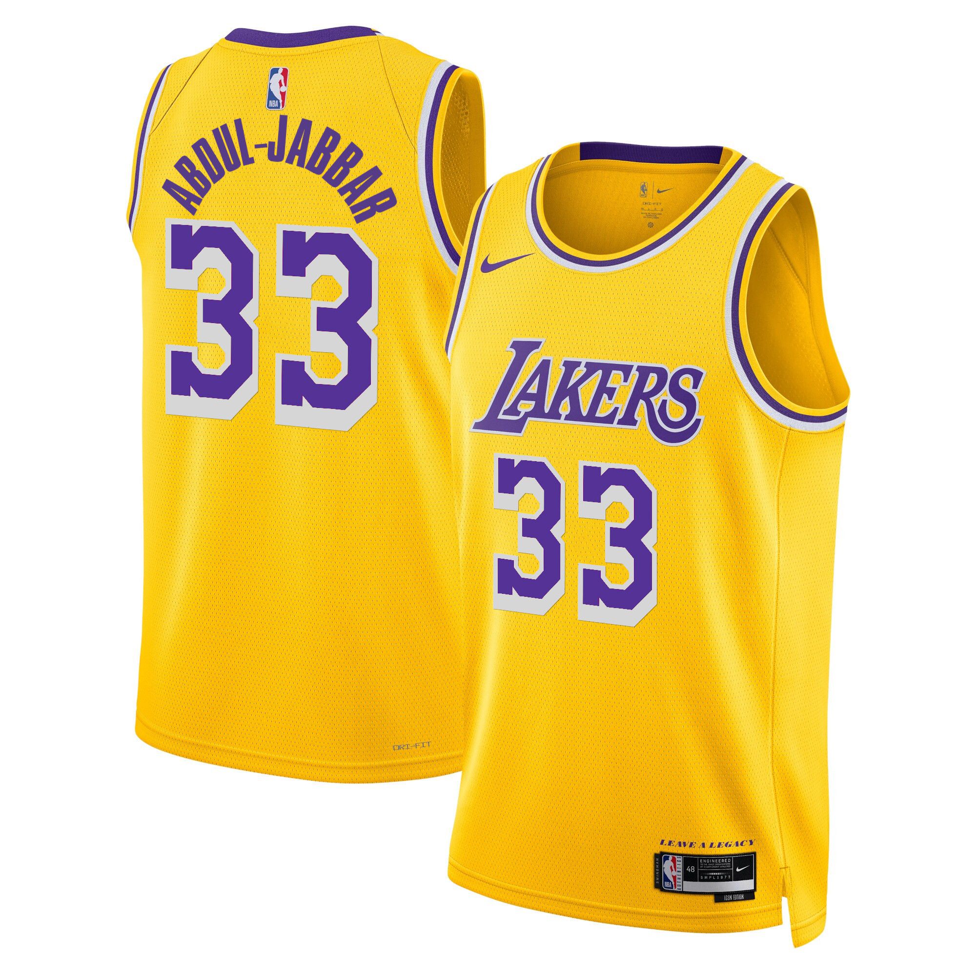 Men Los Angeles Lakers #33 Abdul-Jabbar Yellow 2025 Nike Swingman NBA Jersey->->NBA Jersey